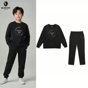 [백화점 출고] 블랙야크 키즈 상하복 세트 남아 와이즈 맨투맨 바지 블랙 상하세트