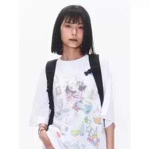 [키르시](대전신세계) X 썬원버드 빅 오버 사이즈 그래픽 티셔츠 [화이트]