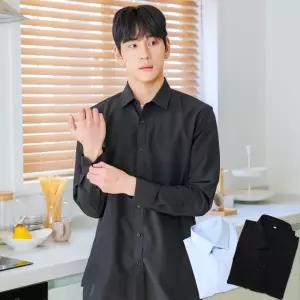 남성 긴팔 와이셔츠 스판 캐주얼 정장셔츠 카페 유니폼 근무복 블랙 블루 단체주문