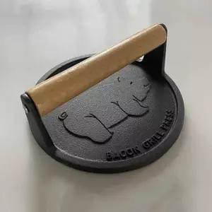 누름팬 고기누름판 누르개 스테이크 패티 8cm 무쇠 돼지껍데기 원형