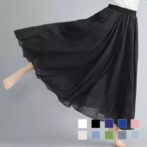 연비 아사면 A라인 롱치마 SD-230325스커트 여성 캐주얼 패션 A치마 A스커트