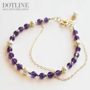 자수정 골드필드 두줄 와이어팔찌 APG04