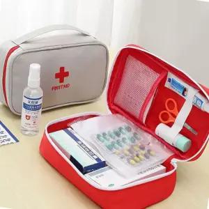 드레싱파우치 밴드 케이스 반투명포켓 손잡이형 가정용구급상자 24X14cm상비약 알약 생활습관체크용 방수