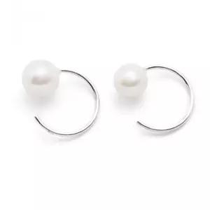 92.5 실버 핵진주 후프 순은 귀걸이-silver7134