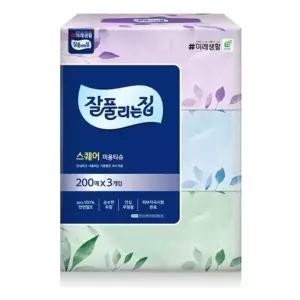 잘풀리는집 스퀘어 200매 x 3입 1팩 미용티슈 쌍용 곽티슈 사 유한킴벌리 크리넥스 잘집 갑티슈