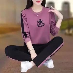 트레이닝복 긴팔세트 여성 운동복 츄리닝 세트 봄가을 라운드 빅사이즈 맨투맨 캐주얼 투피스 핫핑크 힛템