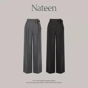 핫핑 [하객룩/출근룩] 네이틴 링클프리 스트랩 핀턱 와이드 롱슬랙스 (25~36)