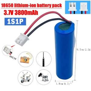 18650 1S1P 3.7V 3800mAh 블루투스 스피커용 충전식 리튬 이온 배터리 팩 LED 조명 백업 교체용