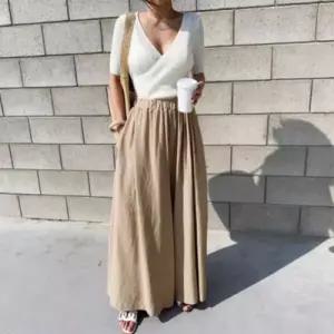 여름 예쁜 와이드바지 쿨 치마바지 여성슬랙스 홈웨어