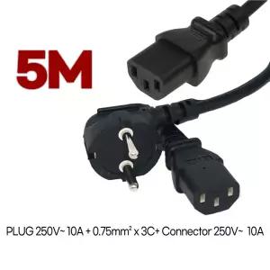 AC파워코드 0.75mmSQX3C IEC 53 7A /250V 10A 3구 각파워케이블 5m 500cm 로더스