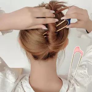 여성 메탈 마블 U자 비녀 1P 올림머리 똥머리 고정 ElI7+2mHM