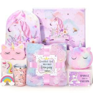 4-6 6-8 소녀를 위한 유니콘 부활절 선물 아이템 지갑에 7 8 생일 조카를 딸 이상 빛나는 5 소녀 10대 세트 장난감 9세 4-5세 담요 6 트렌디한 어두운 선물,