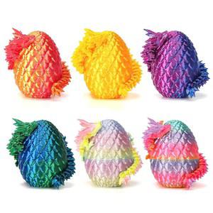 6PCS 미니 3D 프린팅 드래곤 크리스탈 미리 피규어 알 채운 알, 완전 채워진 장식, 이스터 장난감, 인 관절 알을 에그, 공룡