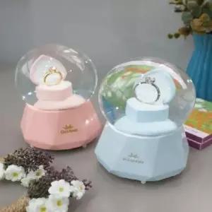 다이아반지 LED 워터볼 오르골 2color (대)