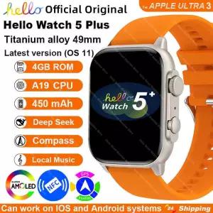 신형 스마트워치 공식 오리지널 헬로 워치 5 플러스 울트라 3 49mm HD AMOLED 4G ROM NFC GPT 나침반