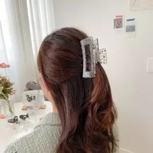 행운 상징 고급 페인팅 투명 스퀘어 헤어 집게핀 예쁜 액세서리 심볼 소품