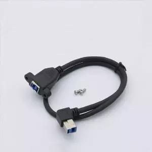 USB 130QSN28 Type B 3.0 포트 연장 케이블 50cm 하향꺾임 꺽