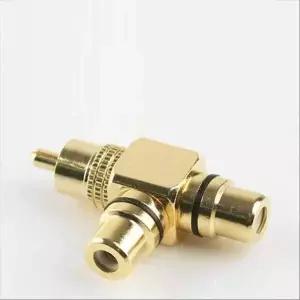 RCA 462IFQ35 젠더 T형 RCA M to 2RCA F 골드 메탈