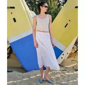 무신사 스탠다드 우먼 MUSINSA STANDARD WOMAN 우먼즈 코튼 티어드 롱 스커트 화이트114718