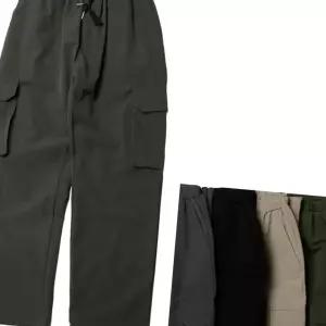 (다올)스판 카고 바지 빅사이즈 건빵 주머니 허리밴딩 편한 남성용