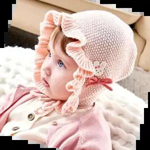 유아모자 로라앨리 아기 보넷 셔링 니트 방한 모자 유아