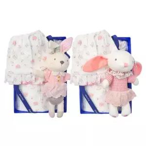 [NS홈쇼핑](압소바출산,백일,아기내의)로엘요루반소바디슈트+토끼인형딸랑이세트(A13-10622S..[35751845]