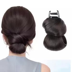 여성 단단한 머리 간편 로우번 가발 헤어 1초컷 스타일링 집게핀