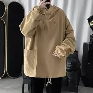 무지 여름 오버핏 바람막이 학생 아노락후드 티셔츠