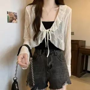 예쁜 레이스가디건 플라워패턴 숏 망사 여자니트 롱여성 루즈핏