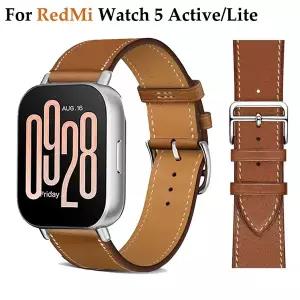 호환 Redmi Watch 5 lite 용 가죽 루프 스트랩 샤오미호환 Mi Watch 5 용 나일론 밴드 액티브 손목 밴드 팔