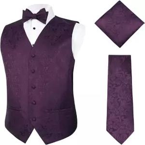 알리잘 남성 클래식 4p 페이즐리 자카드 조끼 세트