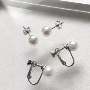 심플 진주 알 구슬 귀걸이 나사형 귀찌 하객룩 패션