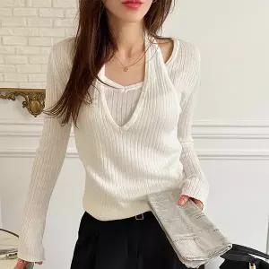 [난닝구] 푸에민 홀터넥레이어드니트