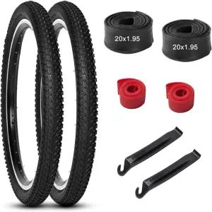 루카스포츠 2팩 산악 자전거 타이어 및 튜브 세트 20/24/26인치 접이식 교체 레버가 있는 고성능 펑크 방지
