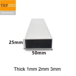 25X50MM 두께 1MM 2MM 직사각형 알루미늄 튜브 프로파일 6063 사각 파이프 장식용