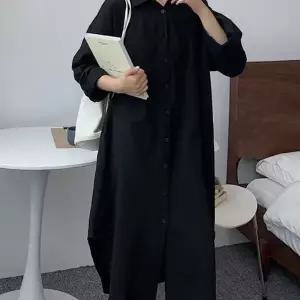 소프트 여자 린넨 원피스 빅사이즈 여자 오버핏 원피스 여름 카라