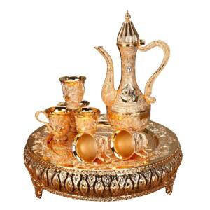 터키 커피 컵 세트 트레이와 6컵 레트로 커피 포트 컵 세트 티 테이블 장식용 절묘한 와인 포트 세트, 힙 플라스크