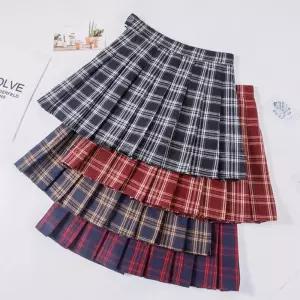 교복몰 A라인 단추 체크 테니스 스커트 교복 치마.