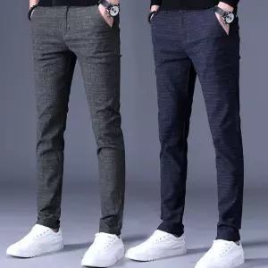 남성 외출 출퇴근 일자핏 체크 패턴 깔끔 슬랙스 바지면바지 조거팬츠 편한 건빵 작업복 슬렉스 커플 여자