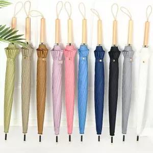 자동 우드 손잡이 튼튼한 칼라풀 장우산 방수 장 16k