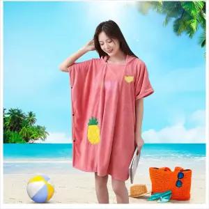 D24 비치팝 입는 타올 샤워가운 웨어 여성용여자친구선물 흡수력이좋은 캠핑 담요 고급스러운 바스 타월커