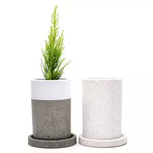 베하몰 시멘트 테라조 화분 대리석무늬 원형 13x20cm식물 인리어 소품 정원 꾸미기 장식 디자인 실내