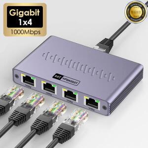 1000Mbps 이더넷 1x4 분배기 기가비트 RJ45 Cat6 LAN 인터넷 1 in 4 out 확장 커플러 PC 노트북 라우터 디