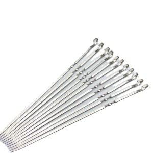 6/12/20개 바베큐 꼬치 39 37cm 바늘 스틱 금속 요리 스틸 용품 스테인레스 그릴용 다기능 야외
