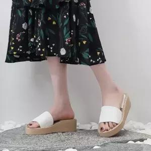 [SBG8DV8]여성 학교 사무실 웨지 통굽 밴딩슬리퍼