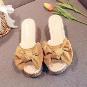 [SBG8DTS]왕리본 슬리퍼 학교 통굽슬리퍼 키높이