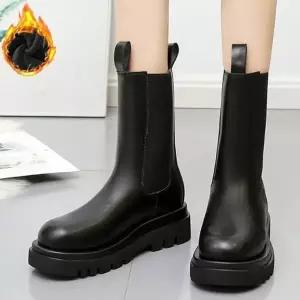 [SZ7Y277]키높이 기모레인부츠 굽 첼시 기모 털부츠