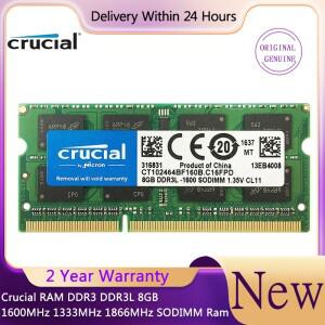 노트북 노트북 메모리용 Crucial RAM DDR3 DDR3L 8GB 1600MHz SOM 램 PC- 12800 1.35V 204 핀