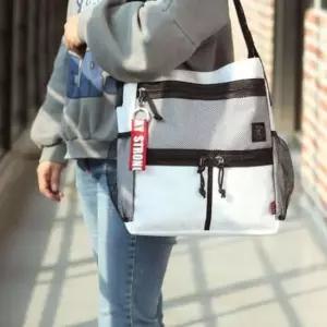 [패션] 10대 망사 쇼퍼백 데일리 패션 메신저백 가방 화이트