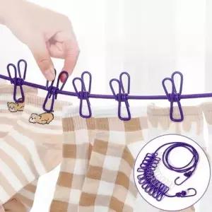 간편한 휴대용 빨래줄 집게형 여행용 빨래줄 탄성 다용도